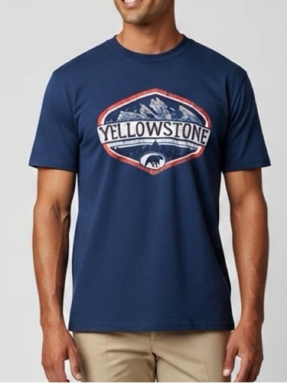 Prairie Mountain Yellowstone National Park Navy Blue T-Shirt